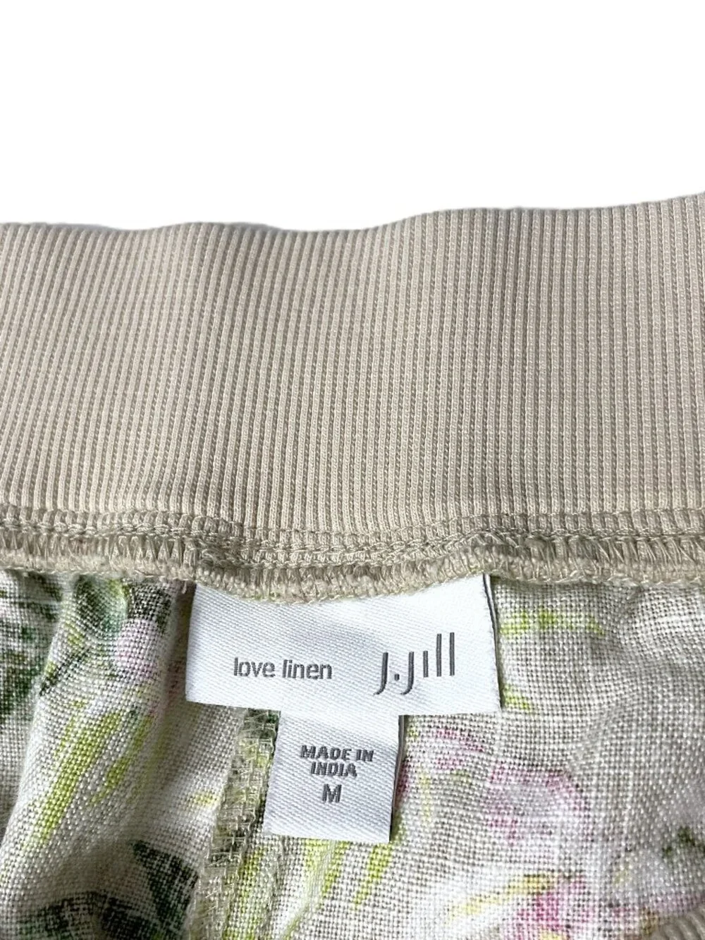 J. Jill Love Linen Cropped Capri Pants Medium Pull On Floral Tropical Pockets